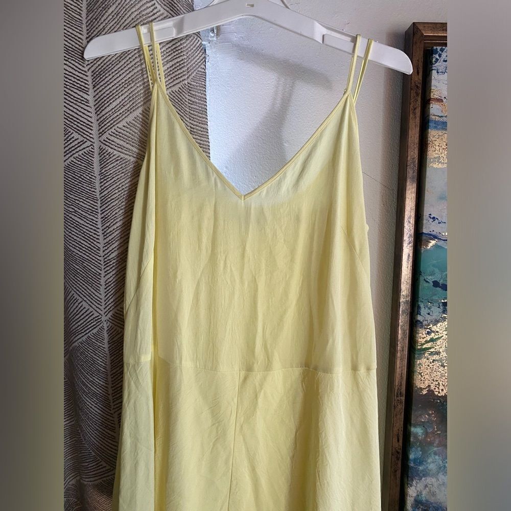 Vince Midi Dress Womens Size XS Solid Yellow Sleeveless Straps Double Dress - Picture 9 of 16